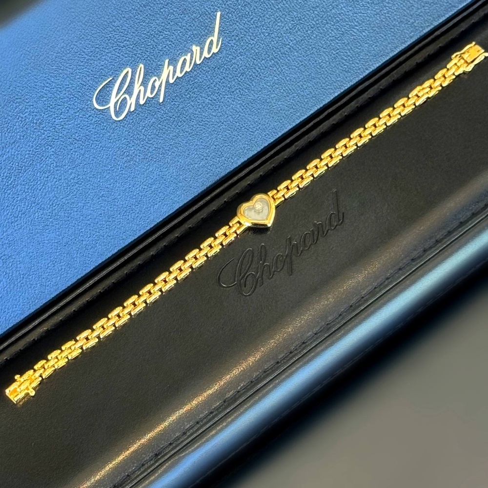 Vintage Chopard Happy Diamonds 18k yellow gold Heart panther link 0.07Ct Floatin - Picture 4 of 13